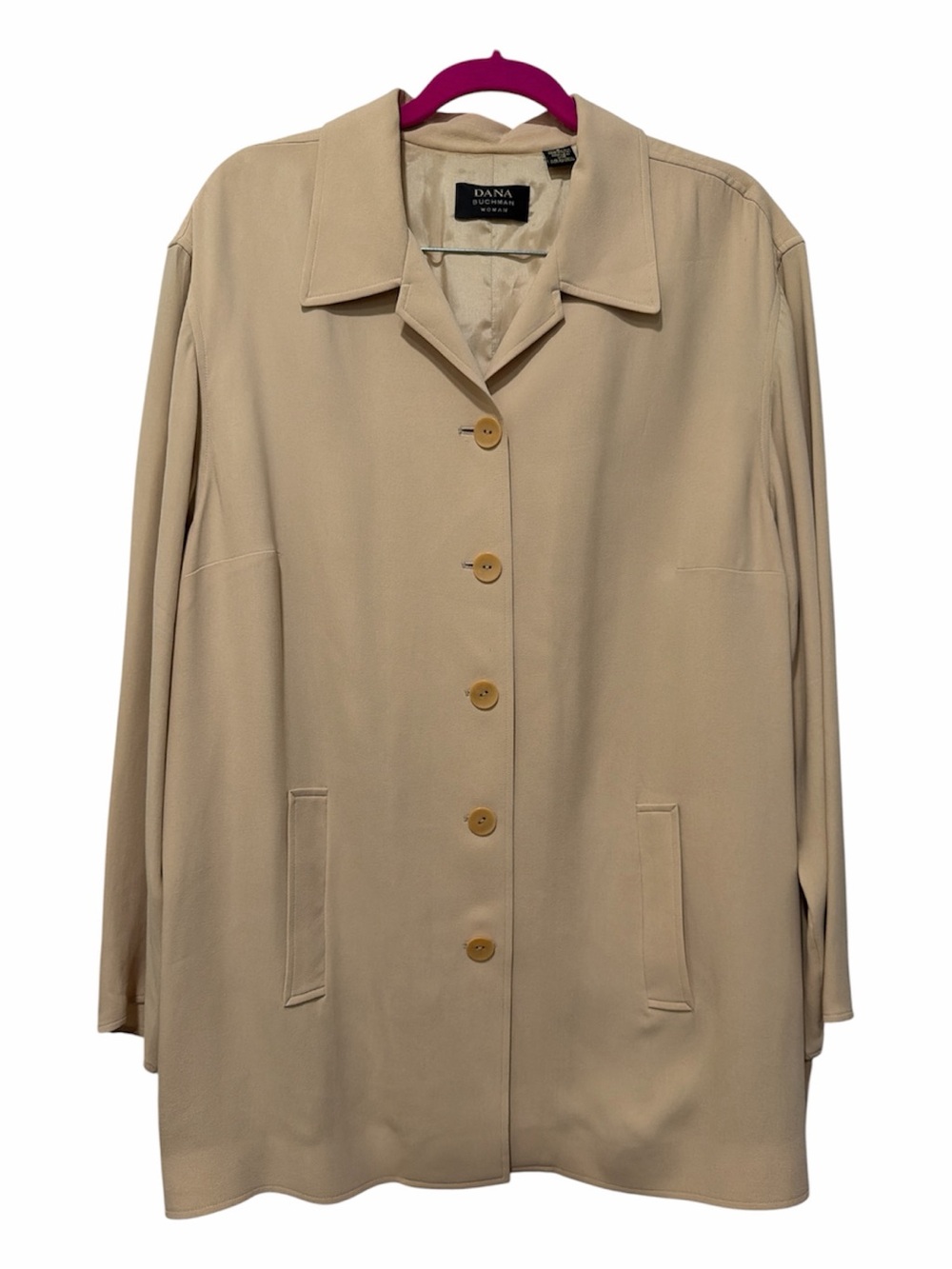 Dana Buchman Women's Beige Single-Breasted 100% Silk Coat
